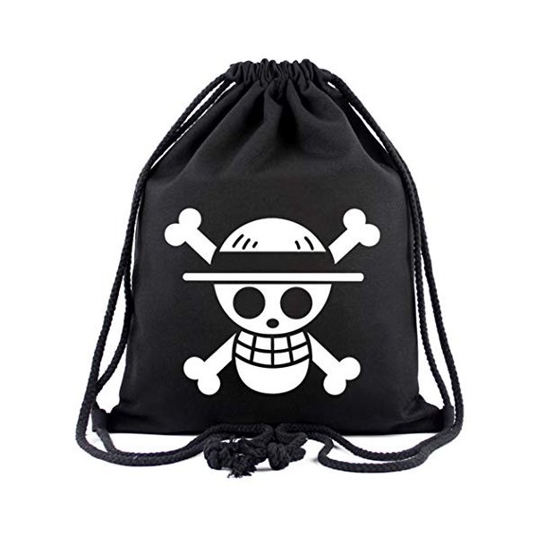 WANHONGYUE One Piece Roronoa Zoro Anime Sac à Cordon Toile Sac de Sport Sac de Gym Sac à Dos Cinch Bag Noir 15