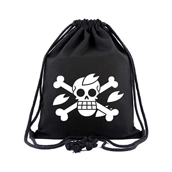 WANHONGYUE One Piece Roronoa Zoro Anime Sac à Cordon Toile Sac de Sport Sac de Gym Sac à Dos Cinch Bag Noir 15