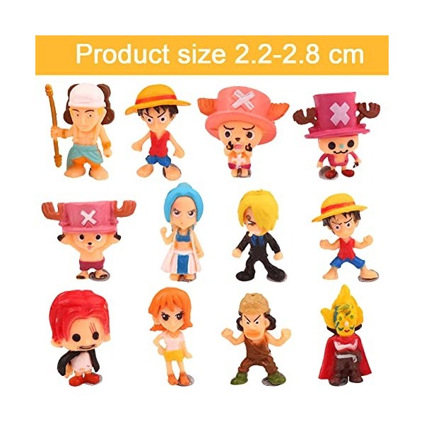 LGQHCE One Piece Gâteau Topper, 12PCS One Piece Mini Figurines Décoration Gâteau Topper Cartoon Mini Figurine Set, Action Fig