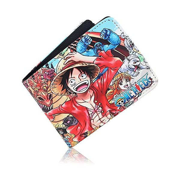 Roffatide Anime One Piece Portefeuilles pour Hommes Bi-Fold Court Portefeuille Faux Cuir Voyage Slim Portefeuille avec ID Fen
