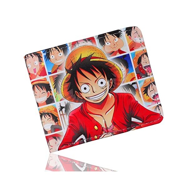 Roffatide Anime One Piece Portefeuilles pour Hommes Bi-Fold Court Portefeuille Faux Cuir Voyage Slim Portefeuille avec ID Fen