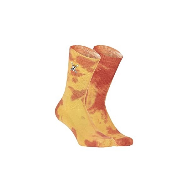 [ X ] CAPSLAB Chaussette Homme One Piece, 1 Paire de Chaussette Haute Tie & Dye, Confortable et Douce, Orange, Taille 43/46