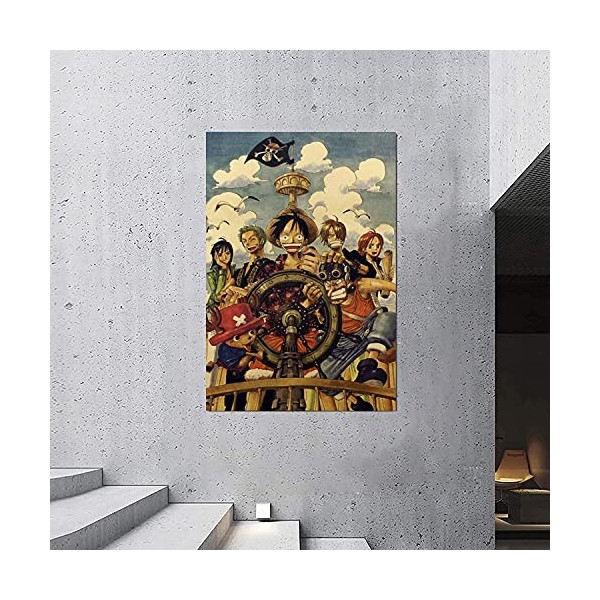 One Piece Affiche, One Piece Poster Anime Poster Grande 51,5 cm × 35,5 cm, One Piece Manga Poster, Vintage Papier Kraft - Enr