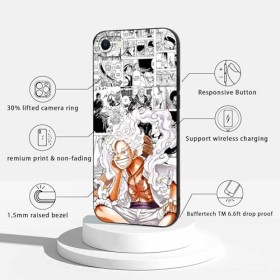 2 Pièces Coque pour iPhone 7/iPhone 8/iPhoneSE 2022/2020 4.7, Animé One Piece Luffy Gear 5 Nika Zoro Sun God avec Protectio