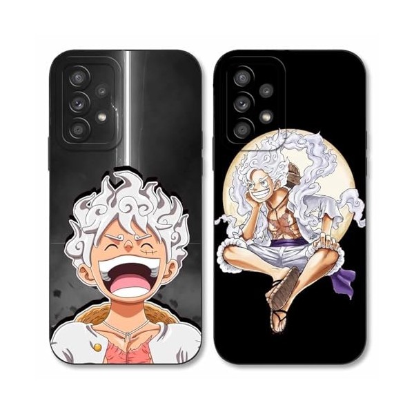 2 Pièces Coque pour Samsung Galaxy A54 5G 6.4, Animé One Piece Luffy Gear 5 Nika Zoro Sun God avec Protection Caméra Etui H
