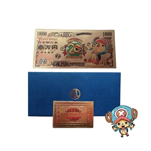 1PCS Billet One Piece tony tony chopper avec certificat dauthenticité, Billet de Banque dor Anime, Manga One Piece Marque-P