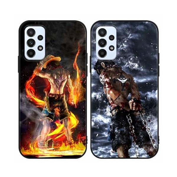 2 Pièces Coque pour Samsung Galaxy A23 5G 6.6 Pouce, Anime One Piece Ace Manga Dessin Animé Motif Étui Protection Housse de S