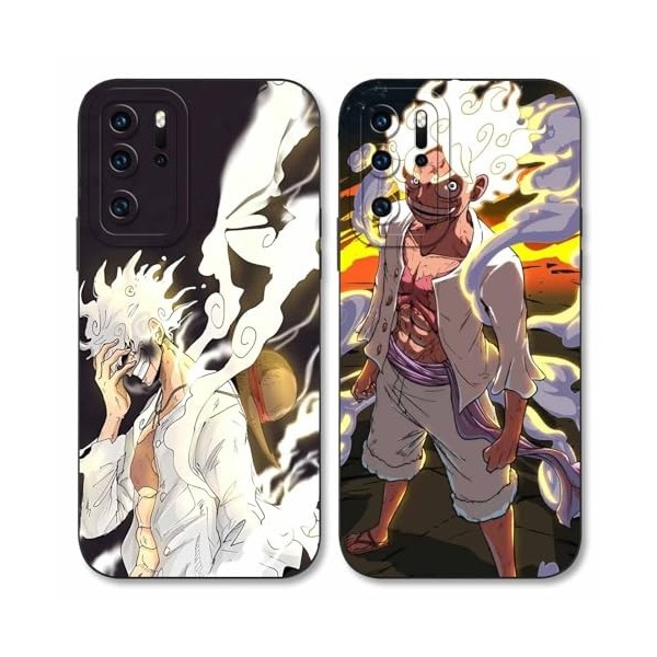 2 Pièces Coque pour Huawei P30 Lite/New Edition/Nova 4e 6.15, Animé One Piece Luffy Gear 5 Nika Zoro Sun God avec Protectio