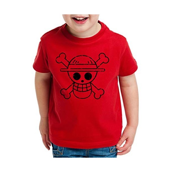 Logo Bruch Zoro One Manga T-Shirt Luffy pour Enfants Anime Piece, Kinder T-Shirt Größe:98-104 3-4 Ans , Kinder Farben:Noir