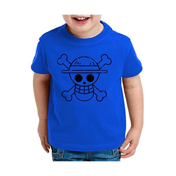 Logo Bruch Zoro One Manga T-Shirt Luffy pour Enfants Anime Piece, Kinder T-Shirt Größe:98-104 3-4 Ans , Kinder Farben:Noir