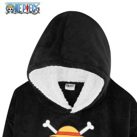 One Piece Pull Plaid Enfant, Sweat Oversize en Polaire, Poncho Plaid, Cadeau Anime Manga Enfant Ado Taille Unique