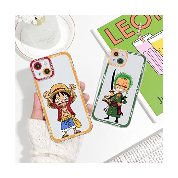 2 Pièces Coque pour iPhone XS/iPhone X 5.8 avec Anime Luffy Gear 5 Nika Zoro Manga Couleur 3D Imprimé Motiv Transparent Cas