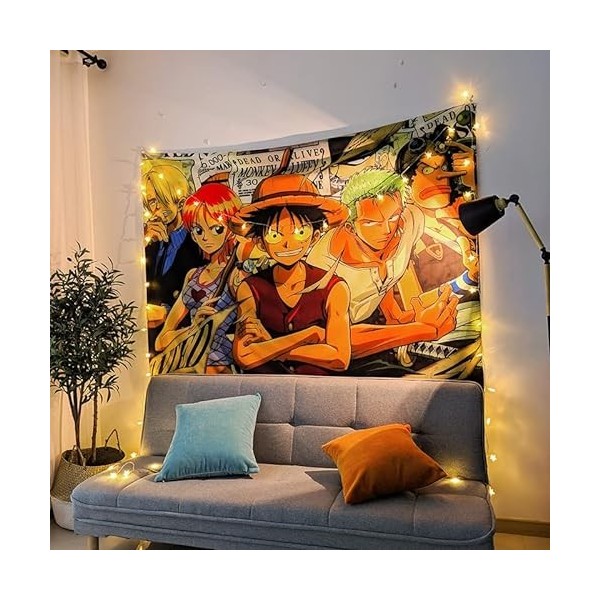 tshy One Piece Tapisserie Multicolore Anime Tenture Murale pour Fête Garçons Chambre Décoration Cadeau Danniversaire 95x73CM