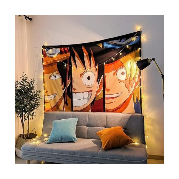 tshy One Piece Tapisserie Multicolore Anime Tenture Murale pour Fête Garçons Chambre Décoration Cadeau Danniversaire 95x73CM