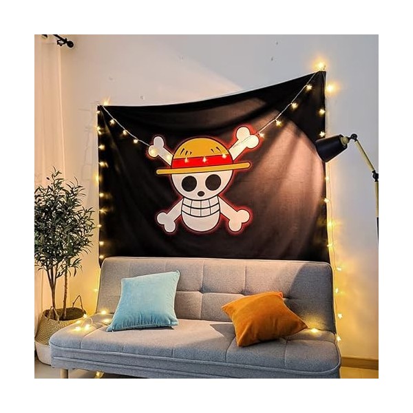 tshy One Piece Tapisserie Multicolore Anime Tenture Murale pour Fête Garçons Chambre Décoration Cadeau Danniversaire 95x73CM