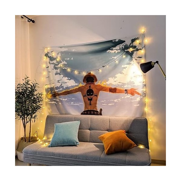 tshy One Piece Tapisserie Multicolore Anime Tenture Murale pour Fête Garçons Chambre Décoration Cadeau Danniversaire 95x73CM