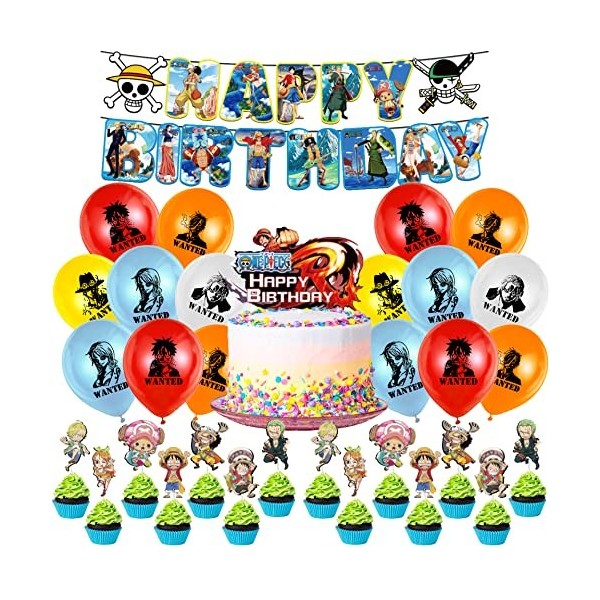 Décoration Anniversaire 36 pcs, Fête Ballons, Gâteau Décoration, Décoration de Fête, Bannière Joyeux Anniversaire, Ballon Lat