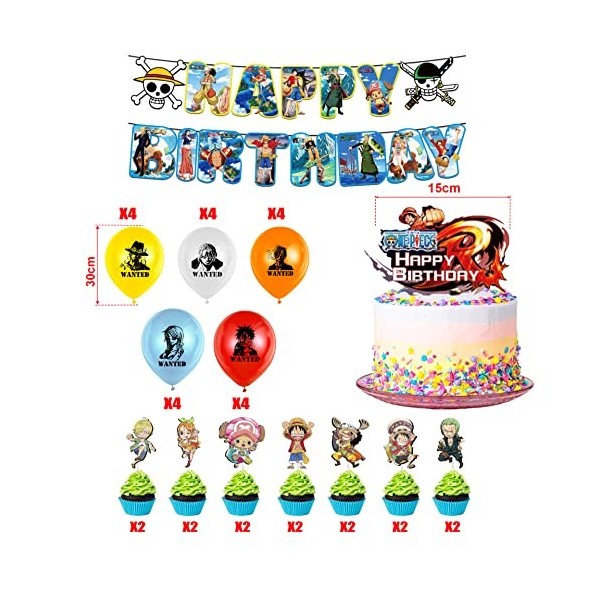 Décoration Anniversaire 36 pcs, Fête Ballons, Gâteau Décoration, Décoration de Fête, Bannière Joyeux Anniversaire, Ballon Lat