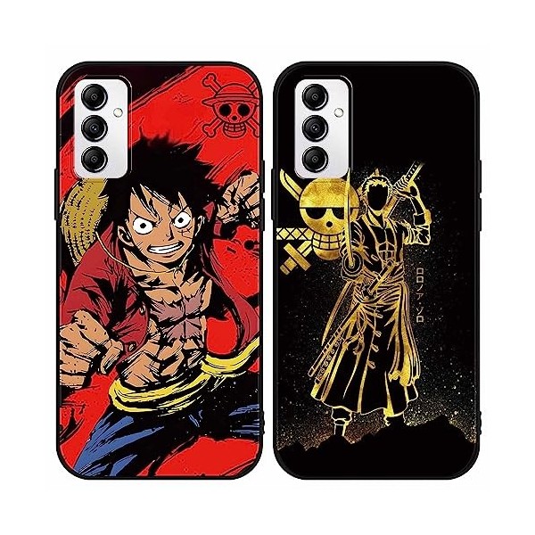 2 Pièces Coque pour Samsung Galaxy A14 5G 6.8 Anime Luffy Gear 5 Nika Zoro Brook Case Straw Hat Modèle Beau Manga Antichoc 