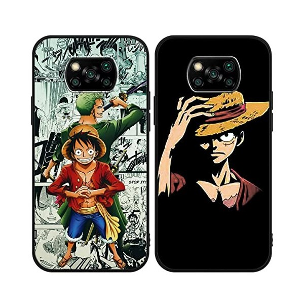 2 Pièces Coque pour Xiaomi Redmi Note 10 5G/10T 5G/Poco M3 Pro 4/5G 6.5 Case Anime Luffy Gear 5 Nika Zoro Manga Housse Étui