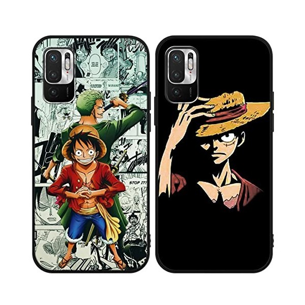 2 Pièces Coque pour Xiaomi Redmi Note 10 5G/10T 5G/Poco M3 Pro 4/5G 6.5 Case Anime Luffy Gear 5 Nika Zoro Manga Housse Étui