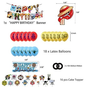 Exbrith Décoration danniversaire One Piece 35 pièces, One Piece Party Décoration, Ensemble de Fournitures de fête One Piece 