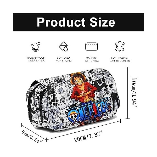 BSNRDX Anime Trousse Crayons Stylo Organiseur Trousse Dessin Animé Pencil Case Trousse à Crayons Grande Capacité Double Ferme