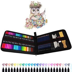 TVGO 24 Stylos Feutres Pinceaux, 12 Crayon Dessin et Art Set, Idéal pour Calligraphie, Dessin de Précision, Écriture, Coloria