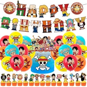 Décorations De Fête DAnniversair, 37PCS Fournitures De Fête dAnniversaire Pirates Party Supplies Ballon En Latex Topper De 