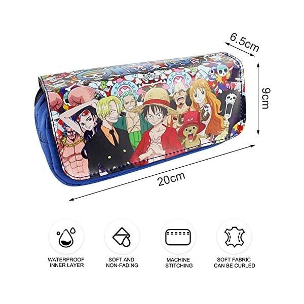 One Piece Trousse Crayons One Piece Enfant Anime Sac Papeterie Trousse à Crayon Étudiants Étui à Crayons Grande capacité Étui
