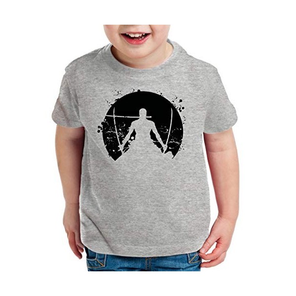 Zoro Moon One Manga T-Shirt Luffy pour Enfants Anime Piece, Kinder T-Shirt Größe:110-116 5-6 Ans , Kinder Farben:Noir