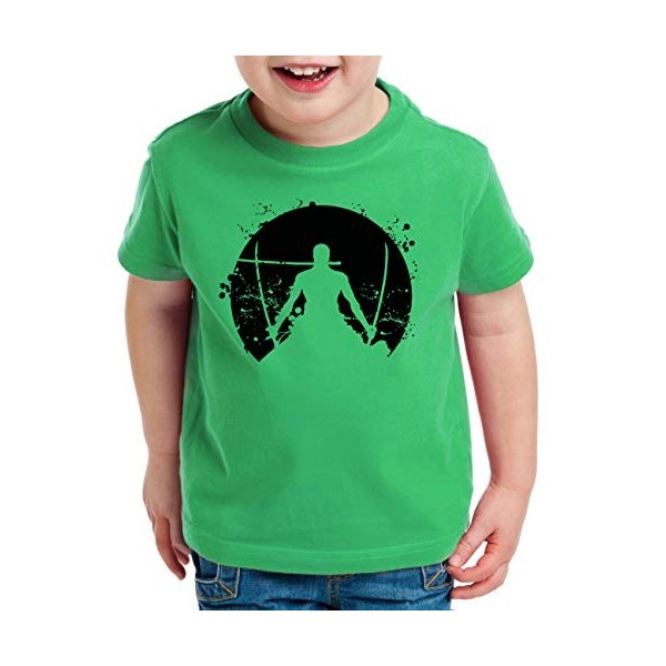 Zoro Moon One Manga T-Shirt Luffy pour Enfants Anime Piece, Kinder T-Shirt Größe:110-116 5-6 Ans , Kinder Farben:Noir