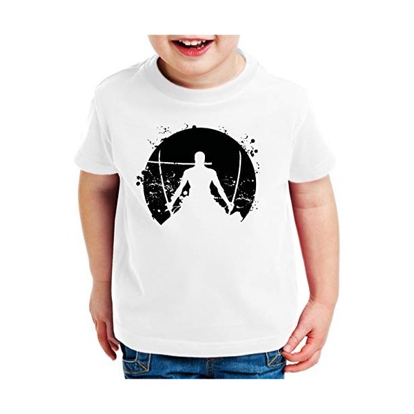 Zoro Moon One Manga T-Shirt Luffy pour Enfants Anime Piece, Kinder T-Shirt Größe:110-116 5-6 Ans , Kinder Farben:Noir