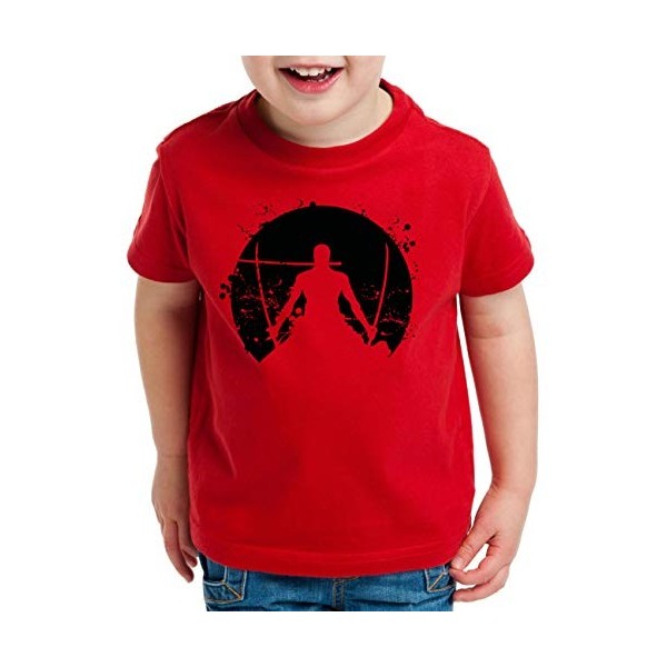 Zoro Moon One Manga T-Shirt Luffy pour Enfants Anime Piece, Kinder T-Shirt Größe:110-116 5-6 Ans , Kinder Farben:Noir