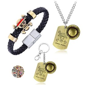YouU Lot de 23 colliers luffy en cuir synthétique avec pendentif en forme de squelette