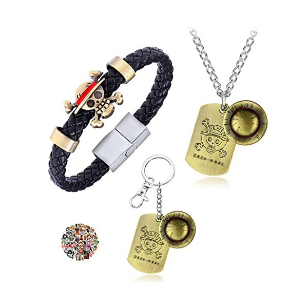 YouU Lot de 23 colliers luffy en cuir synthétique avec pendentif en forme de squelette