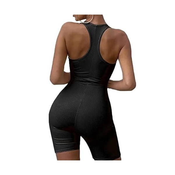 Combinaisons Courte sans Manches pour Femme Sexy Une Pièce Moulante Combishort Débardeur dÉté Barboteuses pour Entraînement 