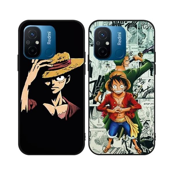 2 Pièces Coque pour Xiaomi Redmi 12C 4G/Redmi 11A 4G 6.71, Case Anime Luffy Gear 5 Nika Zoro Manga Design Motif Protection 