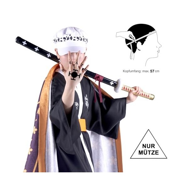 CoolChange Trafalgar D. Law Casquette ballon après le saut du temps | Casquette Cosplay | Blanc