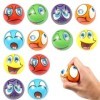 12 pièces Balle Anti-Stress,Emoji Boule Antistress,Boules à Presser pour se détendre,Les Exercices de la Main,se décompresser