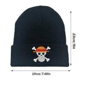 PQKL-party One Piece Bonnet Tricoté, Beanie Unisexe, One Piece Chaud Bonnet Tricoté, Chapeau One Piece Accessoire Ski Broderi