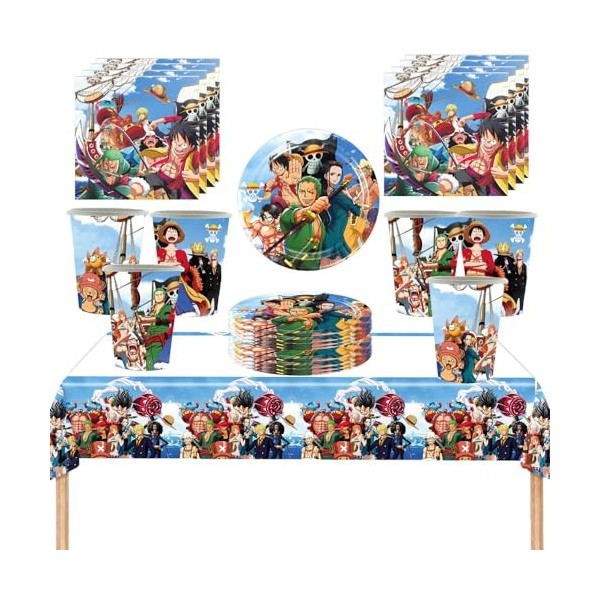 Vaisselle Anniversaire one piece,Ensemble Danniversaire Fille,Decoration Anniversaire one piece Assiettes Serviettes Tasse N