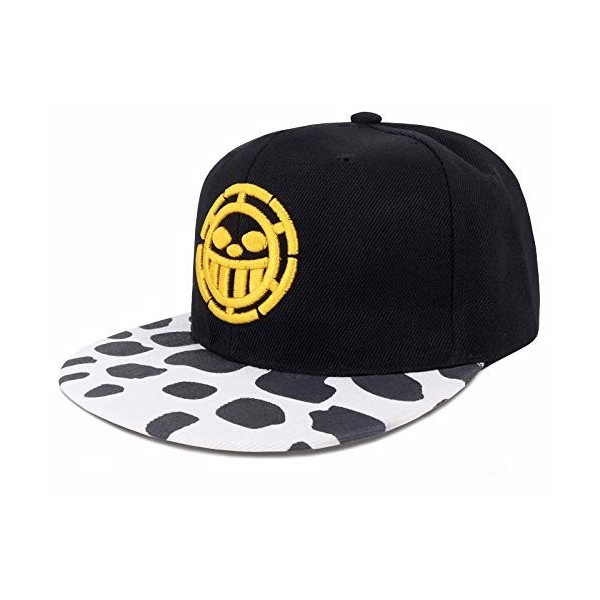 Roffatide Anime One Piece Trafalgar Law Casquette de Baseball Hommes Réglable Chapeau en Coton Brodé avec Motif de Vache Noir