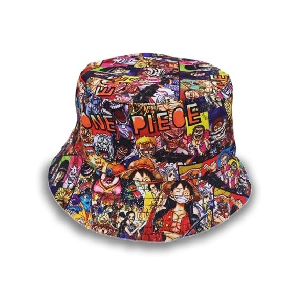 PQKL-party One Piece Chapeau de Pêcheur, Chapeau One Piece Anime Occasionnel de Soleil, Chapeau de Pêche, Réversible Été Chap