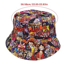 PQKL-party One Piece Chapeau de Pêcheur, Chapeau One Piece Anime Occasionnel de Soleil, Chapeau de Pêche, Réversible Été Chap