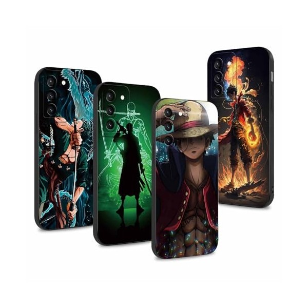 PBNDJVG 4 Pièces Coque pour Samsung Galaxy A14 5G 6.8 Pouces, Animé Luffy Zoro Gear 5 Sun God Nika avec Protection Caméra Etu