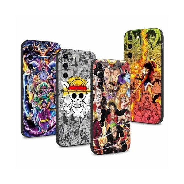 PBNDJVG 4 Pièces Coque pour Samsung Galaxy A14 5G 6.8 Pouces, Animé Luffy Zoro Gear 5 Sun God Nika avec Protection Caméra Etu