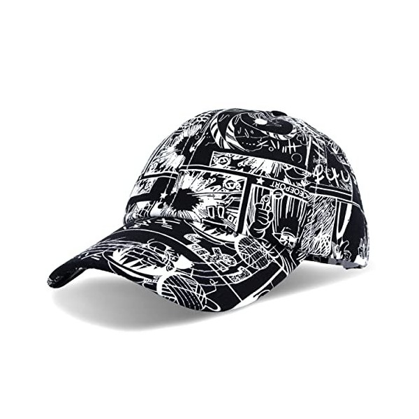 Roffatide Anime One Piece Chapeau Bob Chapeau de Pêche Luffy Graffiti Chapeau de Soleil en Coton Pliable Hip-hop pour Garçons