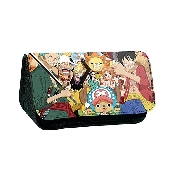 OBLRXM One Piece Trousse à Crayons, Couche Double Fermeture Éclair Trousse de Grande Capacité de Stylo de Bureau Crayon Étui 