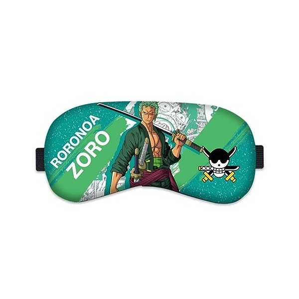 Masque de sommeil occultant One Piece Zoro Anime pour homme et femme, doux et confortable, adapté pour les voyages, les pause